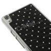 Твърд гръб / капак / с камъни за Huawei Ascend P6 - черен с метален кант