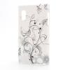 Луксозен заден предпазен твърд гръб за LG Optimus L5 E610 - бял с цветя и камъни