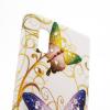 Луксозен заден предпазен твърд гръб за LG Optimus L5 E610 - бял с пеперуди и камъни