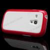 Силиконов калъф / гръб / TPU за Samsung Galaxy S3 mini i8190 / SIII mini i8190 - Cube Texture / бял с червен кант