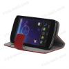Кожен калъф Flip тефтер Carbon за LG Nexus 4 E960 -  със стойка / червен