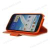 Кожен калъф Flip тефтер ROCH за Samsung Galaxy Note 2 / Note II N7100 - бяло и оранжево