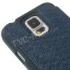 Луксозен кожен калъф Flip тефтер WOW Bumper S-View за Samsung Galaxy S5 mini G800 / Samsung S5 Mini - син