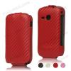 Кожен калъф Flip тефтер Carbon за Samsung Galaxy Mini 2 S6500 - червен