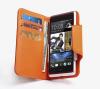 Универсален кожен калъф Flip тефтер Kalaideng Versal за HTC One M7 - оранжев / 4.9''- 5.5''