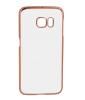 Луксозен силиконов калъф / гръб / TPU за Samsung Galaxy S6 Edge+ G928 / S6 Edge Plus - прозрачен / розов кант