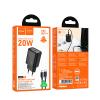Зарядно устройство HOCO N60 220V 20W / Type C to Type C - черен