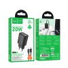 Зарядно устройство HOCO N60 220V 20W / Type C to Lightning - черен