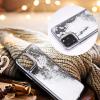 Луксозен твърд гръб 3D Winter Water Case за Samsung Galaxy Note 10 Plus N975 - прозрачен / течен гръб с бял брокат / Snowflakes