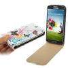 Кожен калъф Flip тефтер за Samsung Galaxy S4 IV I9500 - бял с пеперуди