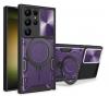 Удароустойчив гръб TPU кейс Slide Camera Case Magnetic Finger Ring Car Holder за Samsung Galaxy S25 Ultra - лилав