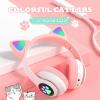  Безжични Bluetooth слушалки CAT CXT-B39 със светещи LED ушички - бяло с розово