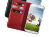 Луксозен кожен калъф Flip с магнитен твърд гръб и стойка / 3в1 / Corsair за Samsung Galaxy S4 I9500 I9505 - червен