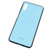 Луксозен стъклен твърд гръб за Samsung Galaxy A7 2018 A750F - светло син