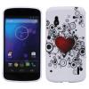 Силиконов калъф / гръб / TPU за LG Nexus 4 E960 - бял с червено сърце