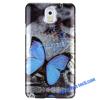 Заден предпазен твърд гръб / капак / за Samsung Galaxy Note 3 N9000 N9005 - 2D / синя пеперуда
