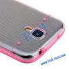 Силиконов калъф с твърд гръб за Samsung Galaxy S4 Mini I9192 / S4 mini I9195 / I9190 - прозрачен с розова  рамка