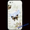 Силиконов калъф TPU за Apple iPhone 5 - бял с пеперуди