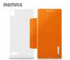 Кожен калъф Flip тефтер REMAX за Huawei Ascend P6 - оранжев