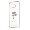 Луксозен твърд гръб X-FITTED Swarovski Diamond за Samsung Galaxy S7 Edge G935 - прозрачен със сребрист кант / Crystal Lucky Clover