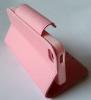Луксозен кожен калъф Flip тефтер Moz Style със стойка за Apple iPhone 5 / 5S - бяло с розово