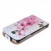 Кожен калъф Flip тефтер за Samsung Galaxy S4 Mini I9190 / S4 mini I9195 / I9192 - бял с цветя и пеперуда