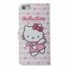 Луксозен кожен калъф ''Hello Kitty'' Flip за Apple iPhone 5 - бял