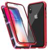 Магнитен калъф Bumper Case 360° FULL за Apple iPhone X / iPhone XS - прозрачен / червена рамка