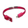 USB кабел за зареждане и пренос на данни / USB Data Charging Line за Apple iPhone 5 / iPhone 5S / iPhone 5C - цикламен / тип гривна