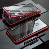 Магнитен калъф Bumper Case 360° FULL за Huawei P30 Lite - прозрачен / червена рамка