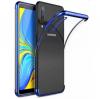 Луксозен силиконов калъф / гръб / TPU за Samsung Galaxy A10 - прозрачен / син кант