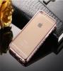 Луксозен силиконов калъф / гръб / TPU с камъни за Apple iPhone 6 / iPhone 6S - прозрачен / Rose Gold / орнаменти