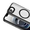 Луксозен гръб / кейс / Flet Case с безжично зареждане MagSafe за Apple iPhone 16e - прозрачен / черен кант