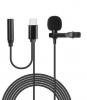 Щипка с микрофон Lavalier Microphone Type-C GL-140 / Clip-on Type-C Microphone - черна