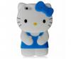 Силиконов калъф /гръб /  ТПУ за Apple Iphone 4 / 4S - Hello Kitty / син