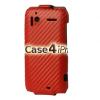 Кожен калъф Carbon Fiber за HTC Sensation червен