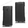 Кожен калъф Carbon Fiber за Sony Xperia S - Черен