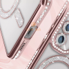 Луксозен силиконов калъф / гръб / TPU кейс със MagSafe за Samsung Galaxy A37 - прозрачен със розов кант и камъни