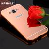 Луксозен алуминиев бъмпер с твърд гръб за Samsung Galaxy J5 / Samsung J5 J500 - Gold Rose / огледален