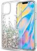 Луксозен твърд гръб / кейс / 3D Water Case за Apple iPhone 12 /12 Pro 6.1'' - прозрачен / течен гръб с брокат / сребрист