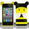 Силиконов гръб / калъф / TPU 3D за Apple iPhone 4 / iPhone 4S - пчела / черно и жълто