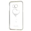 Луксозен твърд гръб KINGXBAR Swarovski Diamond за Samsung Galaxy S7 Edge G935 / Galaxy S7 Edge - прозрачен със златен кант / Loving Heart