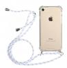 Удароустойчив силиконов калъф / гръб / TPU с връзка за Apple iPhone 5 / iPhone 5S / iPhone SE - прозрачен / бяла връзка