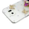 Луксозен твърд гръб с камъни 3D Luxury Diamond Bling Rhinestone Case за Samsung Galaxy S6 G920 - прозрачен / Clear Butterflies and Flowers