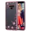 Луксозен силиконов калъф / гръб / TPU с камъни за Samsung Galaxy Note 9 - прозрачен / розови цветя / Rose Gold кант