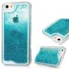 Луксозен твърд гръб 3D Water Case за Apple iPhone 6 / iPhone 6S - прозрачен / течен гръб с брокат / син