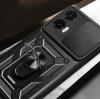 Удароустойчив гръб TPU кейс Slide Camera Case Magnetic Finger Ring Car Holder за Motorola Moto G24 / G04 / E14 - черен