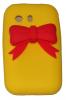 Силиконов калъф / гръб / ТПУ за Samsung Galaxy Y S5360 - жълт с червена панделка