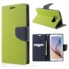 Кожен калъф Flip тефтер Mercury GOOSPERY Fancy Diary със стойка за Samsung Galaxy S6 G920 - зелен