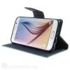 Кожен калъф Flip тефтер Mercury GOOSPERY Fancy Diary със стойка за Samsung Galaxy S6 G920 - зелено и тъмно синьо